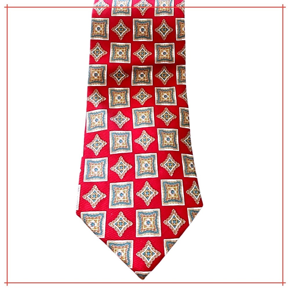 Burberrys of London Geometric Medallion Silk Tie Vintage Made in England